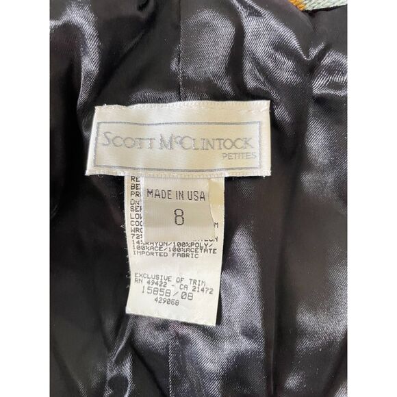 VTG Scott McClintock Black Cocktail Dress Velvet Sz S Green Off Shoulder 90s Y2K - Picture 7 of 8